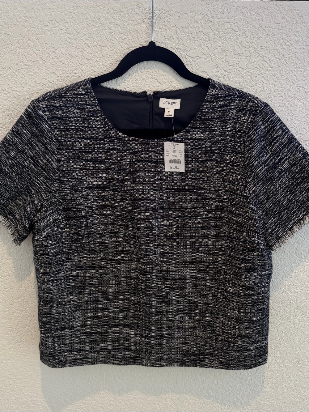 J. Crew Black and Gray Short Sleeve Crop Top